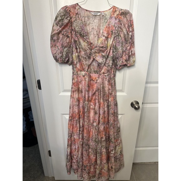 & Other Stories Cut-Out Tiered Midaxi Dress in Pink Floral Size 42 US‎ 2 Cut Out - Picture 2 of 9